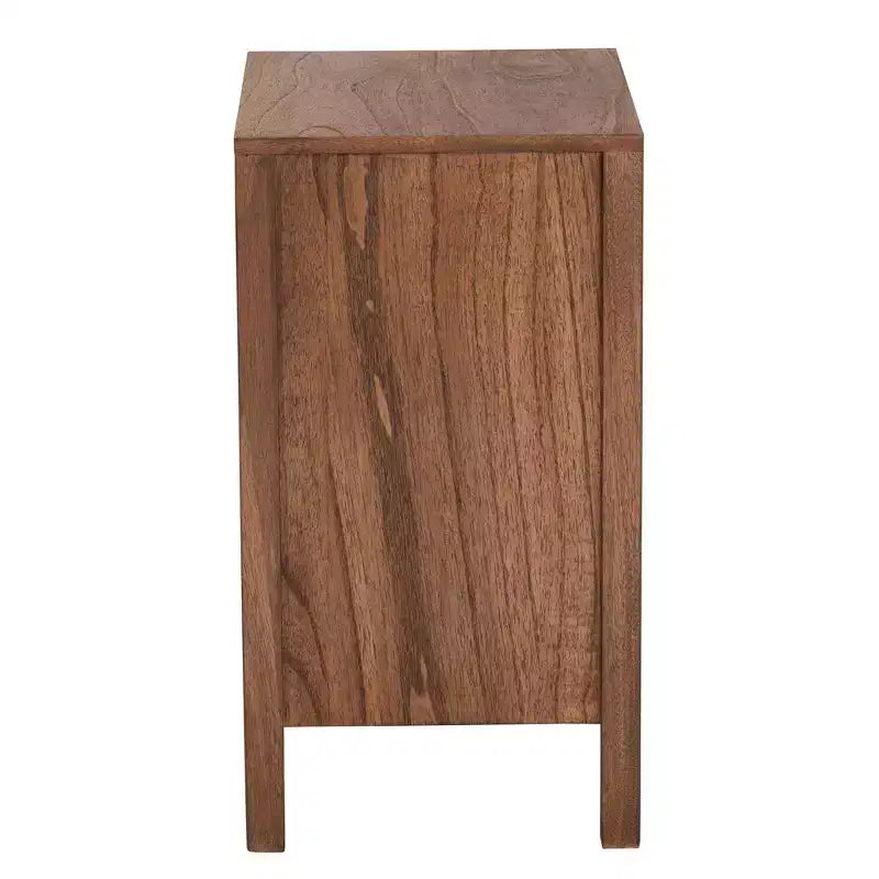 bali &amp; pari Table de chevet Holitz en bois de bayur, Noyer brun/Marron clair : 21,7 po de hauteur, Aucun assemblage requis