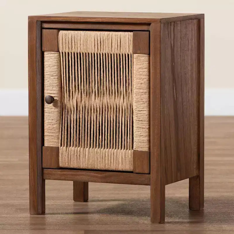 bali &amp; pari Table de chevet Holitz en bois de bayur, Noyer brun/Marron clair : 21,7 po de hauteur, Aucun assemblage requis