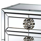 Table de chevet 3 tiroirs miroir Laken - Baxton Studio : Bronze antique élégant, Bords biseautés, Aucun assemblage requis