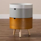 Table de chevet Elison en bois blanc à 3 niveaux - Baxton Studio : Table de chevet de style moderne du milieu du siècle avec rangement et plateau amovible