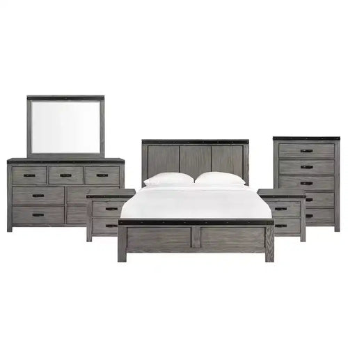 6pc King Montauk Panel Bedroom Set Gray - Picket House Furnishings: Includes Dresser, Chest & Nightstand