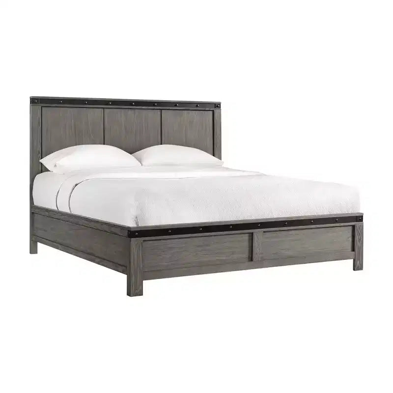 Ensemble de chambre à coucher 6 pièces King Montauk avec panneau gris - Picket House Furnishings : Comprend une commode, un chiffonnier et une table de chevet