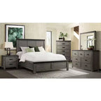 Ensemble de chambre à coucher 6 pièces King Montauk avec panneau gris - Picket House Furnishings : Comprend une commode, un chiffonnier et une table de chevet
