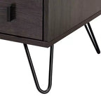 Table de chevet à 2 tiroirs Glover Wood and Metal Marron/Noir - Baxton Studio : Meuble de chevet moderne avec étagère ouverte
