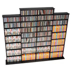 Étagère de rangement multimédia Prepac Grant noire : Peut contenir 1520 CD, 702 DVD, 34 tablettes réglables, en bois composite