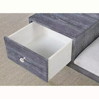 HOMES: Inside + Out Banc de rangement moderne Luce du milieu du siècle gris patiné : Rembourré, siège capitonné, pieds en bois