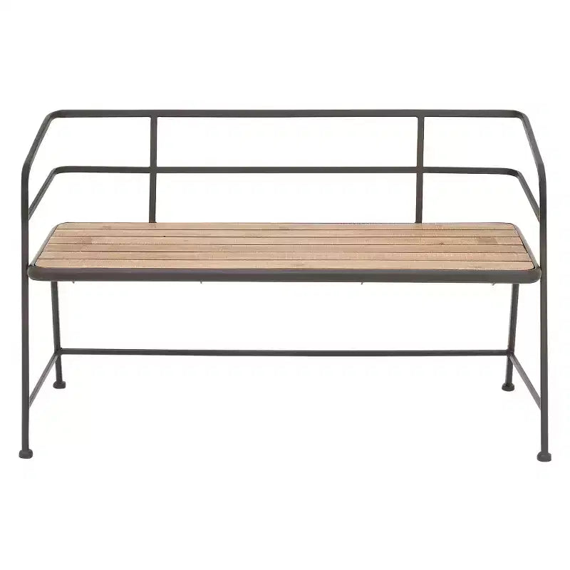 Banc à lattes en métal et bois Noir/Marron - Olivia & May