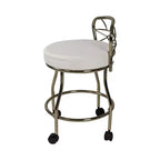 Banc de coiffeuse Carolina Living Diana X avec roulettes doré : similicuir élégant, cadre en métal, forme ronde