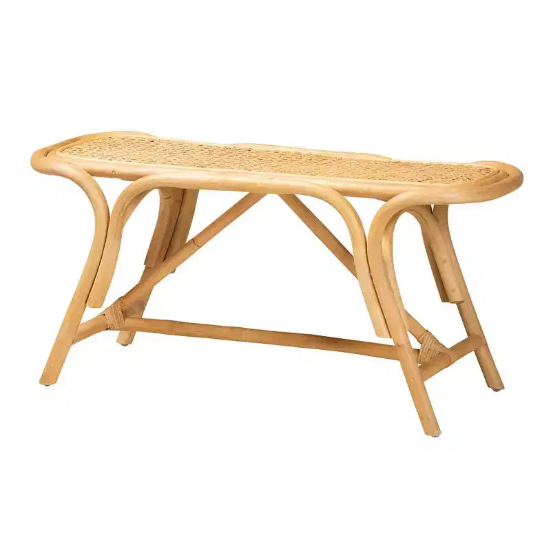 Baxton Studio Septa Banc d'appoint en rotin marron naturel : Meuble d'intérieur, aucun assemblage requis, nettoyage ciblé