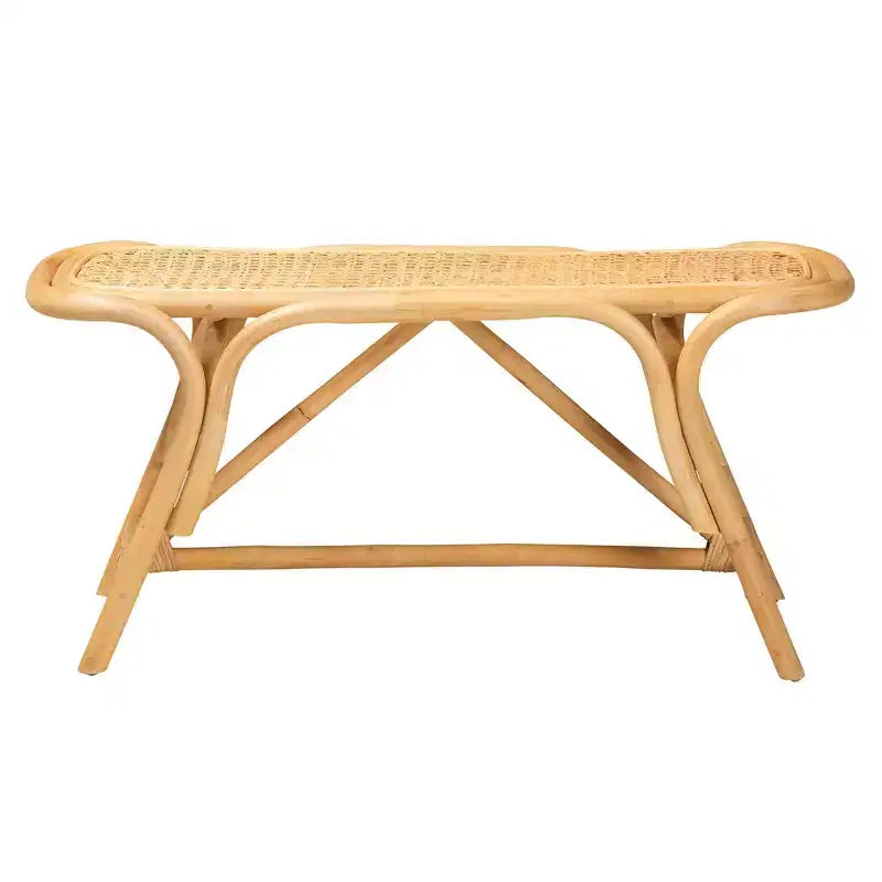 Baxton Studio Septa Banc d'appoint en rotin marron naturel : Meuble d'intérieur, aucun assemblage requis, nettoyage ciblé