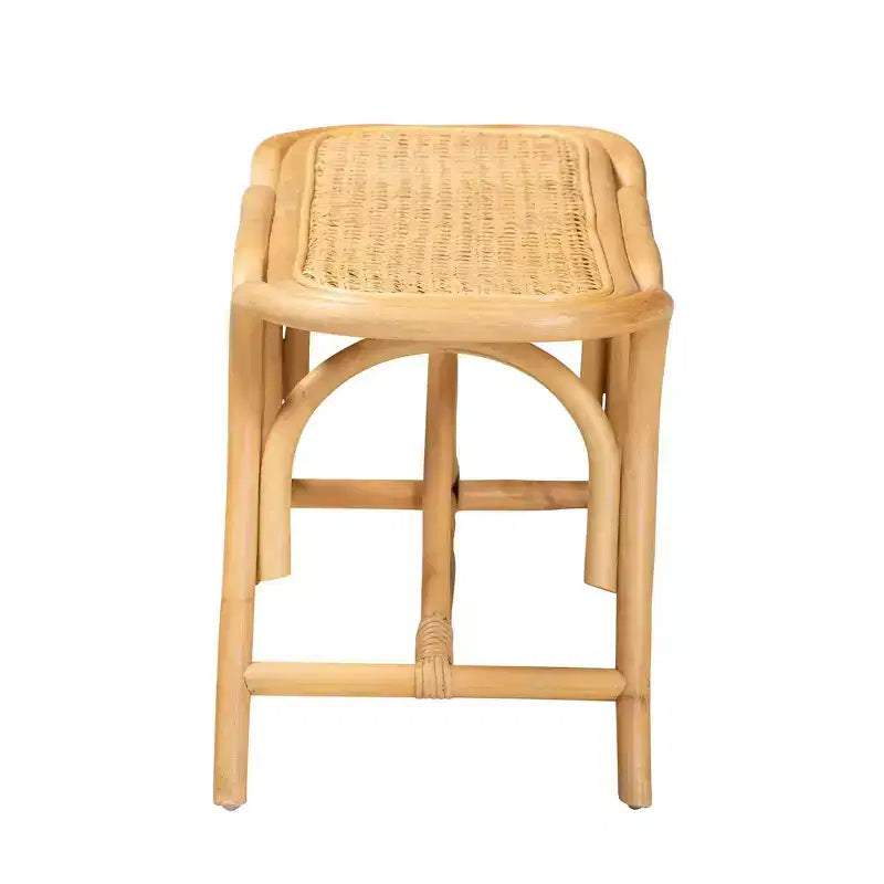 Baxton Studio Septa Banc d'appoint en rotin marron naturel : Meuble d'intérieur, aucun assemblage requis, nettoyage ciblé