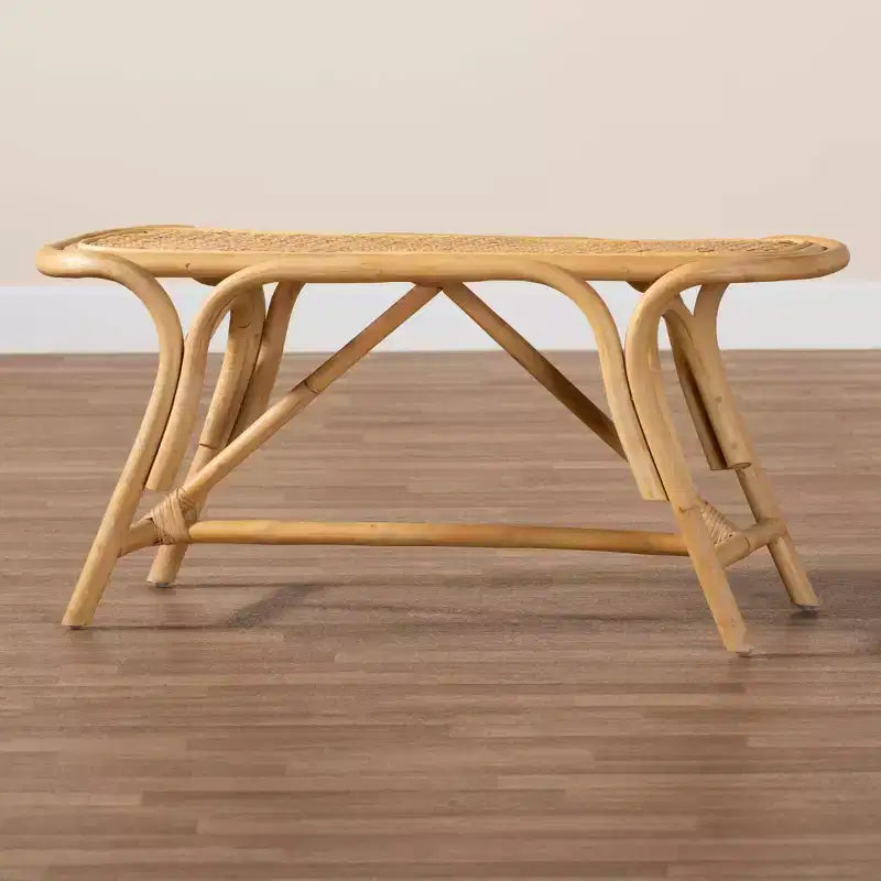 Baxton Studio Septa Banc d'appoint en rotin marron naturel : Meuble d'intérieur, aucun assemblage requis, nettoyage ciblé