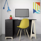Nexera Atypik Bureau 2 Tiroirs Noir/Contreplaqué de Bouleau : MDF Laqué, Étagère de Rangement Ouverte, Assemblage par un Adulte Requis