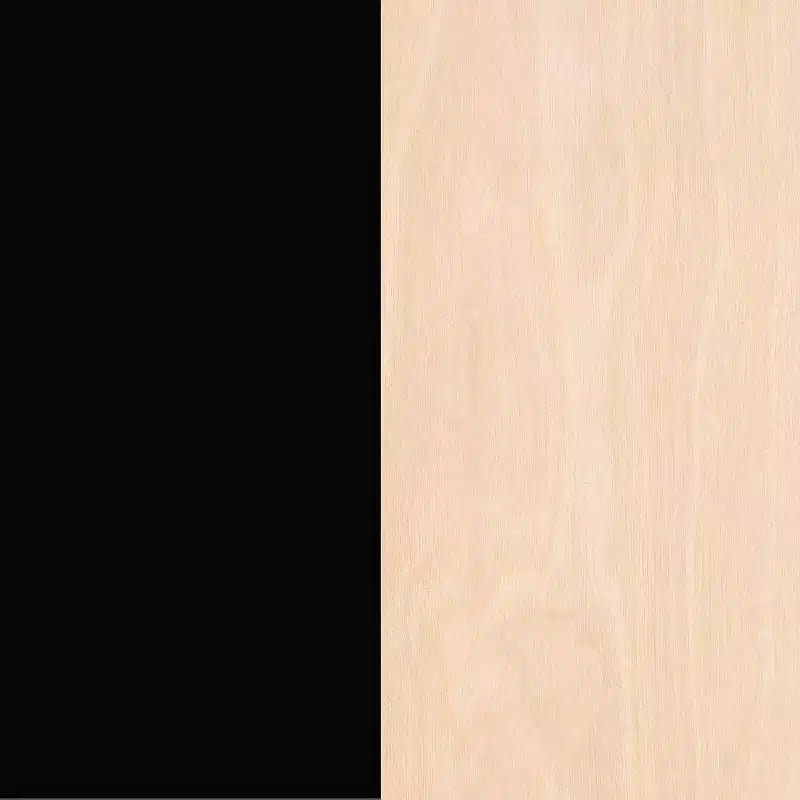 Nexera Atypik Bureau 2 Tiroirs Noir/Contreplaqué de Bouleau : MDF Laqué, Étagère de Rangement Ouverte, Assemblage par un Adulte Requis