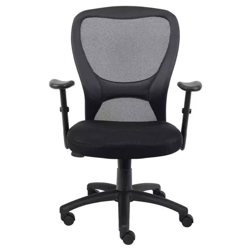 Chaise de bureau en maille avec accoudoirs réglables noir - Boss Office Products : Pivotante, Ergonomique, Base en nylon