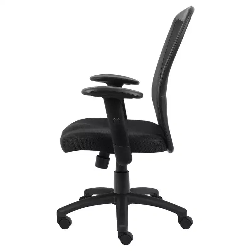 Chaise de bureau en maille avec accoudoirs réglables noir - Boss Office Products : Pivotante, Ergonomique, Base en nylon
