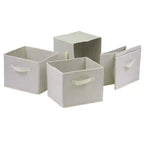 Winsome Ensemble Vérone 5 pièces Étagère de rangement avec paniers pliants en tissu Noyer/Blanc : Design moderne du milieu du siècle, bois composite