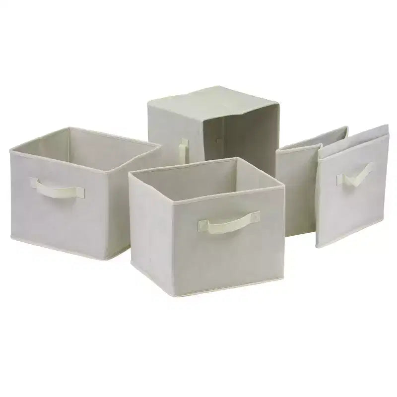 Winsome Ensemble Vérone 5 pièces Étagère de rangement avec paniers pliants en tissu Noyer/Blanc : Design moderne du milieu du siècle, bois composite