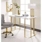 Bureau d'écriture Estie Blanc/Or de Acme Furniture : Bureau chic pour la maison, Table d'étude pour Ados et Enfants, Sans rangement