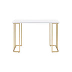 Bureau d'écriture Estie Blanc/Or de Acme Furniture : Bureau chic pour la maison, Table d'étude pour Ados et Enfants, Sans rangement