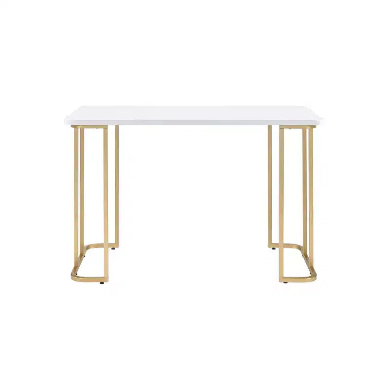 Bureau d'écriture Estie Blanc/Or de Acme Furniture : Bureau chic pour la maison, Table d'étude pour Ados et Enfants, Sans rangement