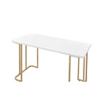 Bureau d'écriture Estie Blanc/Or de Acme Furniture : Bureau chic pour la maison, Table d'étude pour Ados et Enfants, Sans rangement
