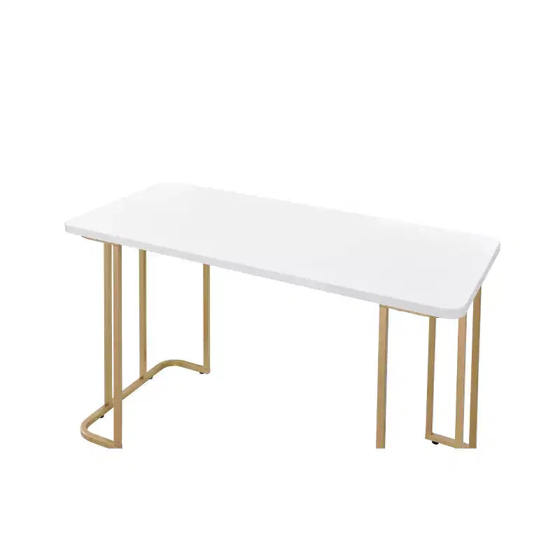 Bureau d'écriture Estie Blanc/Or de Acme Furniture : Bureau chic pour la maison, Table d'étude pour Ados et Enfants, Sans rangement
