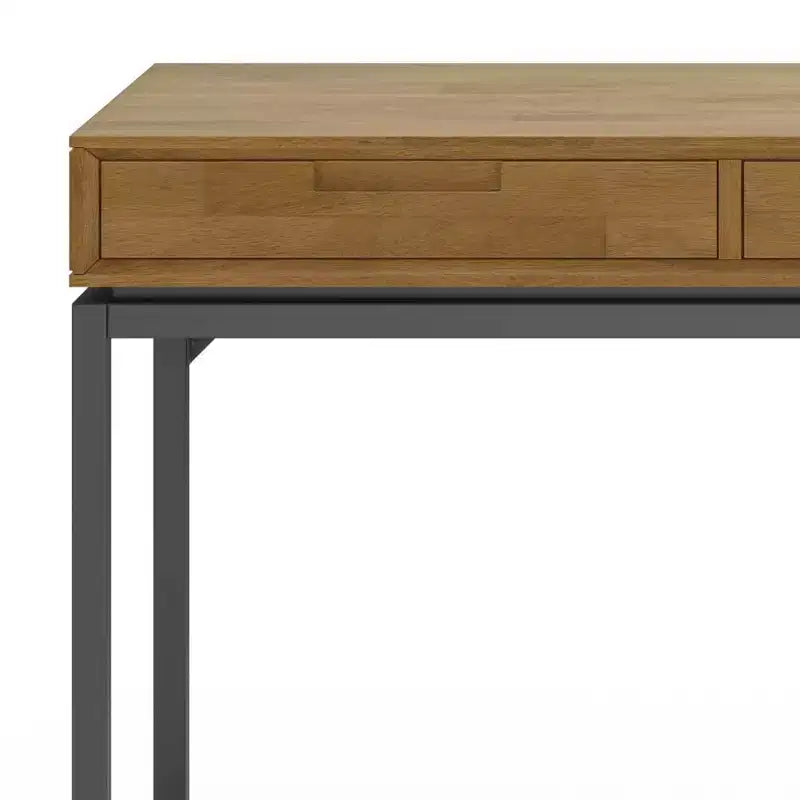 Bureau Devlin large mi-siècle marron selle - WyndenHall : Bureau de direction, 72 po de largeur, Classeur intégré