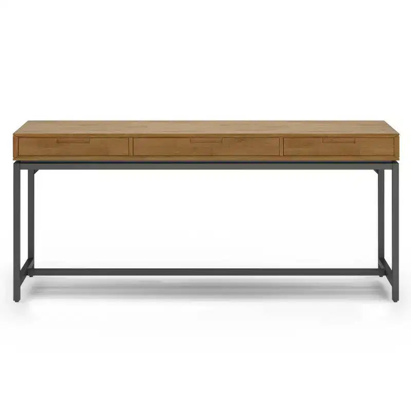 Bureau Devlin large mi-siècle marron selle - WyndenHall : Bureau de direction, 72 po de largeur, Classeur intégré
