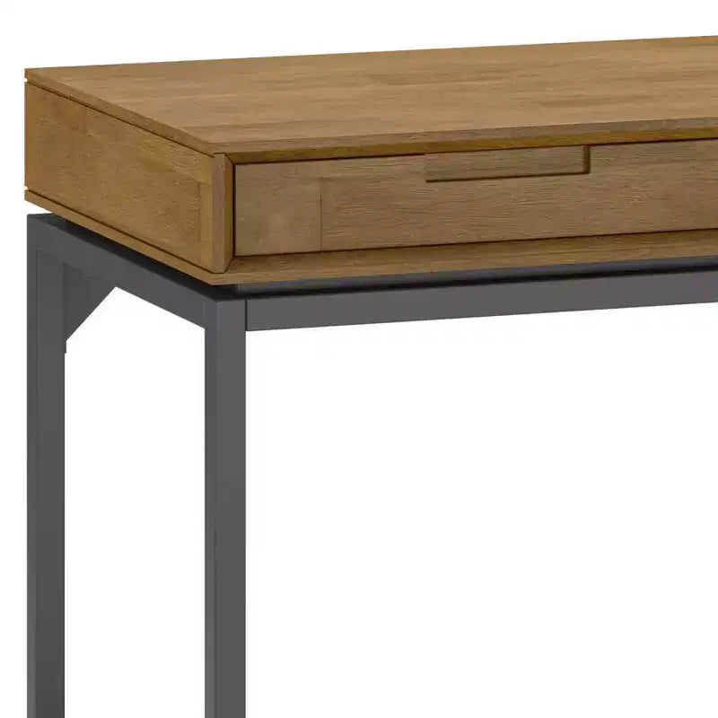 Bureau Devlin large mi-siècle marron selle - WyndenHall : Bureau de direction, 72 po de largeur, Classeur intégré