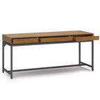 Bureau Devlin large mi-siècle marron selle - WyndenHall : Bureau de direction, 72 po de largeur, Classeur intégré
