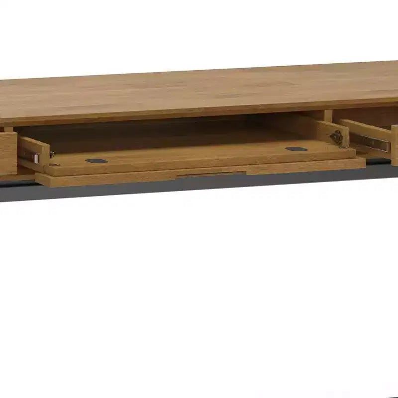 Bureau Devlin large mi-siècle marron selle - WyndenHall : Bureau de direction, 72 po de largeur, Classeur intégré