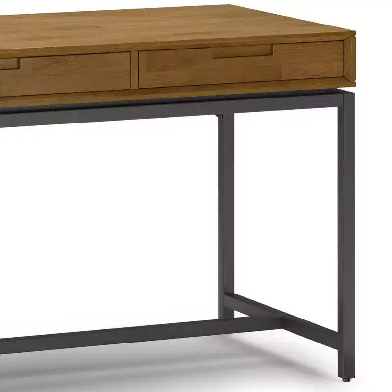 Bureau Devlin large mi-siècle marron selle - WyndenHall : Bureau de direction, 72 po de largeur, Classeur intégré