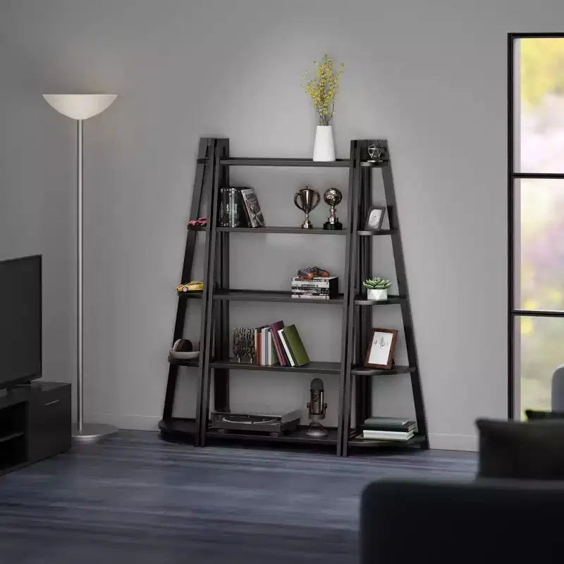 Winsome Ensemble d'étagères Adam 3 pièces de 147,4 cm Noir : Style transitionnel, bois composite, 15 étagères, outils de montage inclus