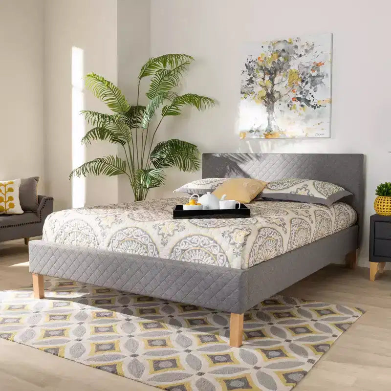 Lit plateforme King Aneta gris - Baxton Studio