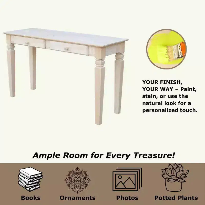 Table Console Java avec 2 Tiroirs Non Finie - International Concepts
