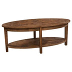 Table basse ovale Alaterre Revive de 122 cm avec étagère de rangement pour la décoration du salon, Naturel