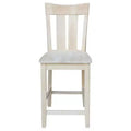 24" Ava Counter Height Barstool Unfinished - International Concepts: Solid Wood, Square Seat