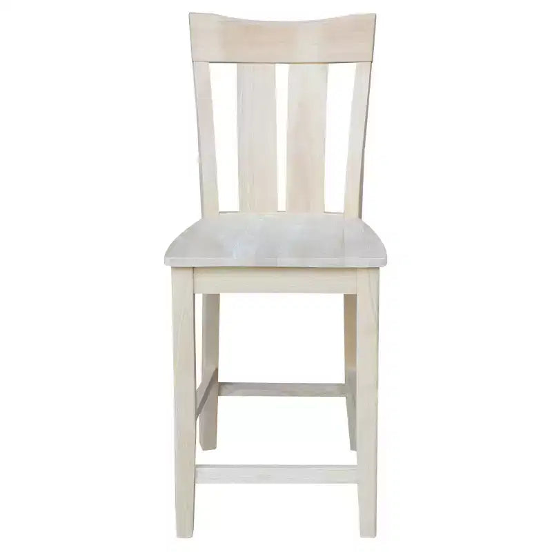 24" Ava Counter Height Barstool Unfinished - International Concepts: Solid Wood, Square Seat