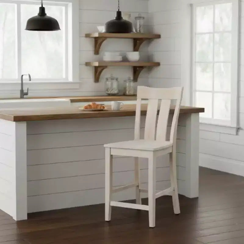 Tabouret de bar 24" Ava, hauteur comptoir, non fini - International Concepts : Bois massif, assise carrée