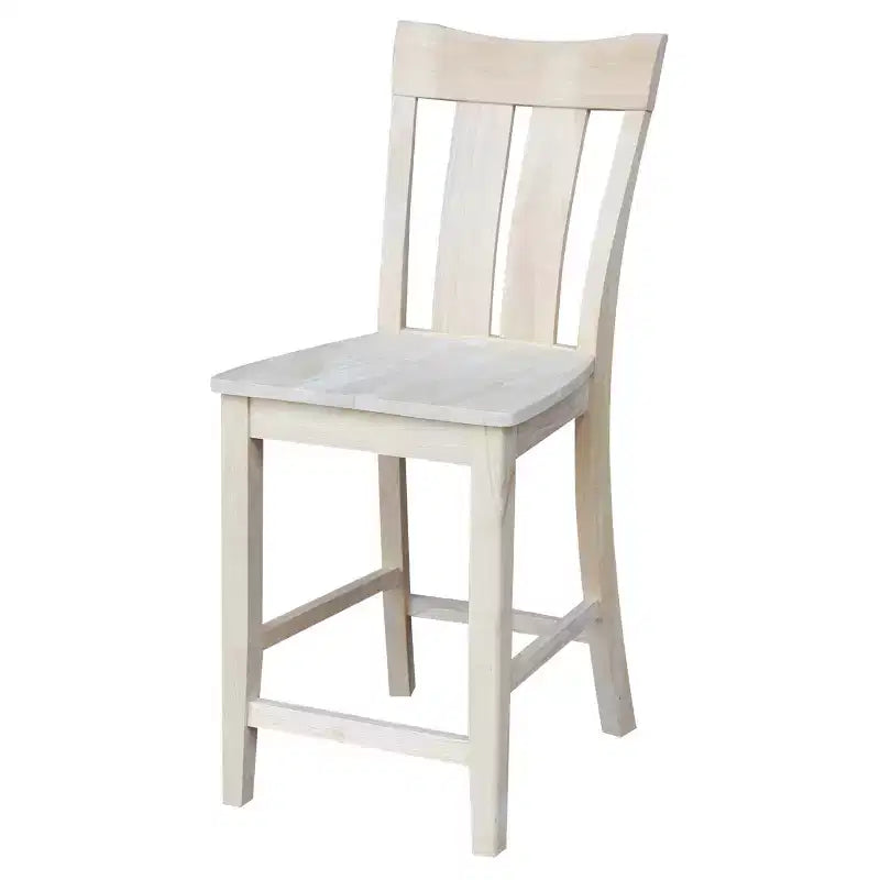 Tabouret de bar 24" Ava, hauteur comptoir, non fini - International Concepts : Bois massif, assise carrée