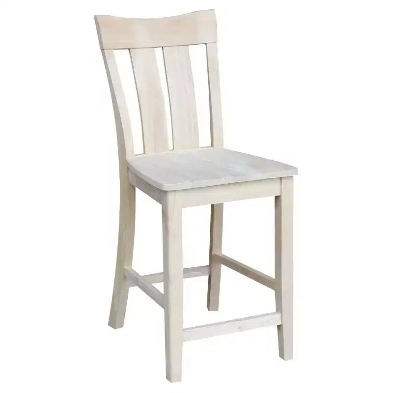 Tabouret de bar 24" Ava, hauteur comptoir, non fini - International Concepts : Bois massif, assise carrée