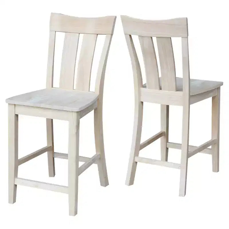 Tabouret de bar 24" Ava, hauteur comptoir, non fini - International Concepts : Bois massif, assise carrée