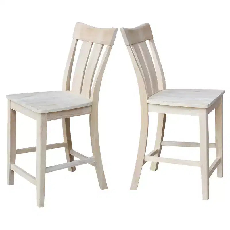 Tabouret de bar 24" Ava, hauteur comptoir, non fini - International Concepts : Bois massif, assise carrée