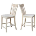 Tabouret de bar 24" Ava, hauteur comptoir, non fini - International Concepts : Bois massif, assise carrée