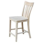 Tabouret de bar 24" Ava, hauteur comptoir, non fini - International Concepts : Bois massif, assise carrée