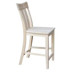 Tabouret de bar 24" Ava, hauteur comptoir, non fini - International Concepts : Bois massif, assise carrée