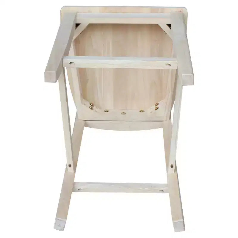 Tabouret de bar 24" Ava, hauteur comptoir, non fini - International Concepts : Bois massif, assise carrée