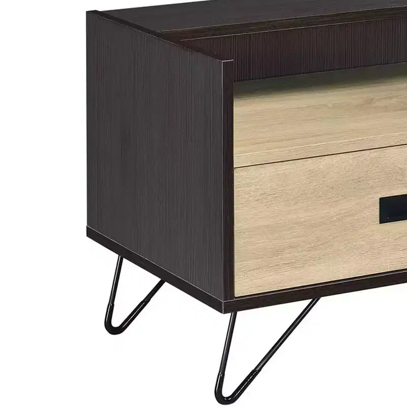 Table d'appoint Melkree 21" fini chêne/noir - Acme Furniture : style industriel, tiroir de rangement