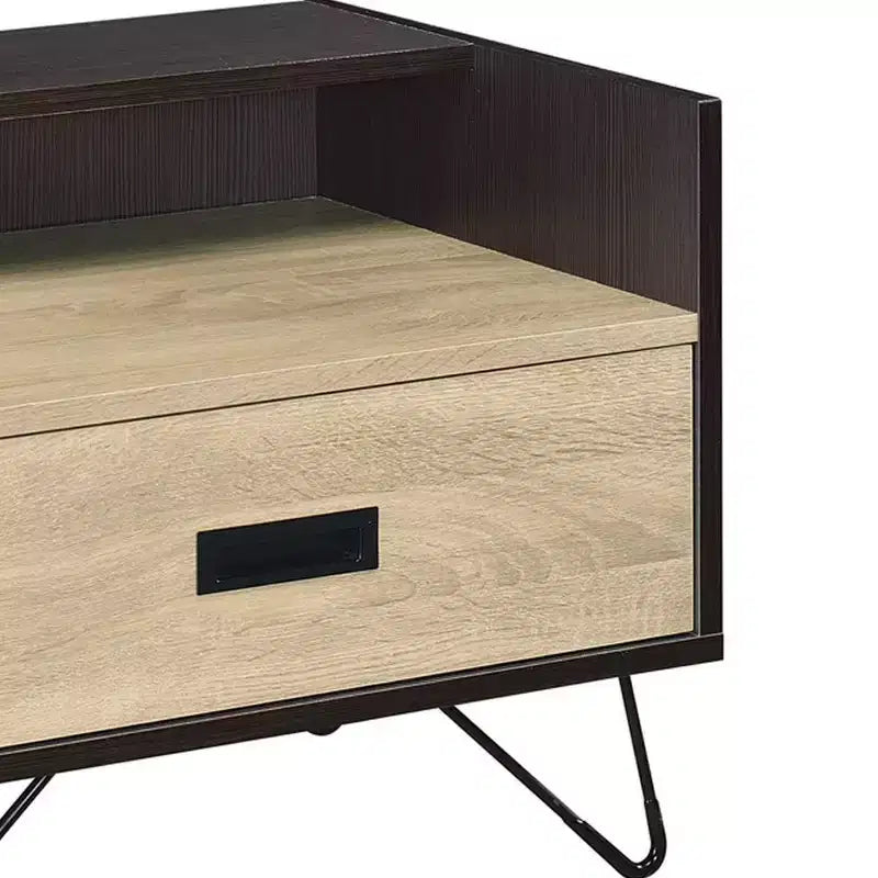 Table d'appoint Melkree 21" fini chêne/noir - Acme Furniture : style industriel, tiroir de rangement